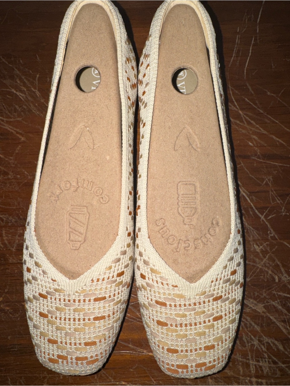 Comfortable Women's Cream Woven Flats